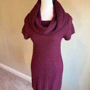 George Sweater Dress burgundy short sleeved sheath bodycon cowl neck Size M
